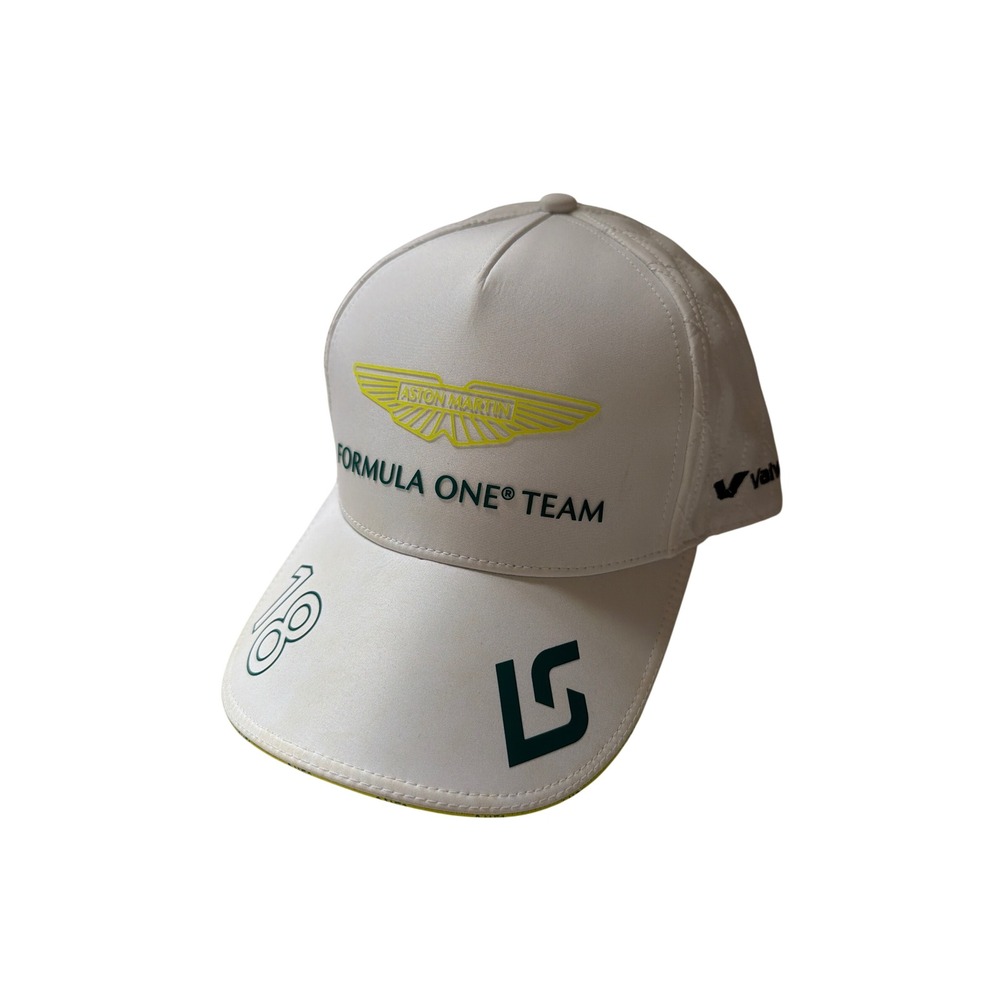 BOSS Aston Martin F1 Team Hat White Lance Stroll 18 Quilted Snapback Cap